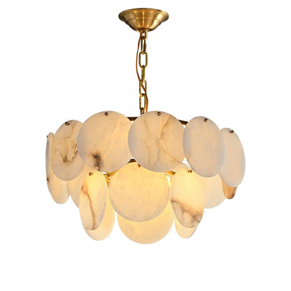 Alabaster Shell Brass Chandelier