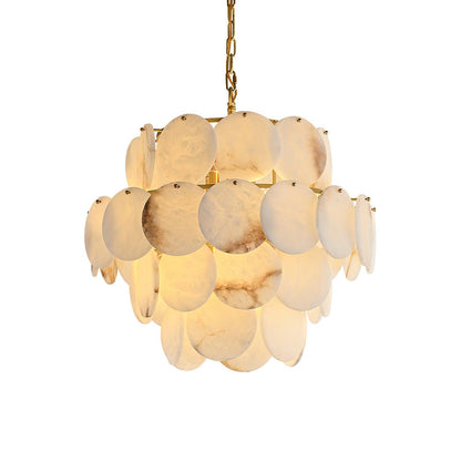 Alabaster Shell Brass Chandelier