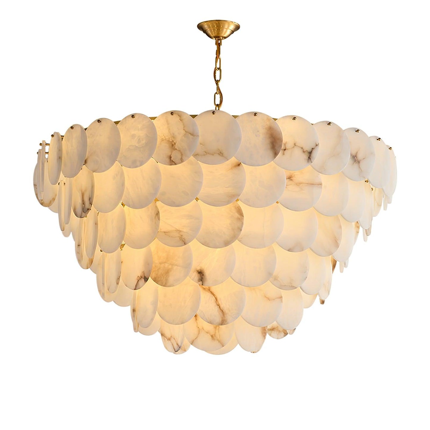 Alabaster Shell Brass Chandelier