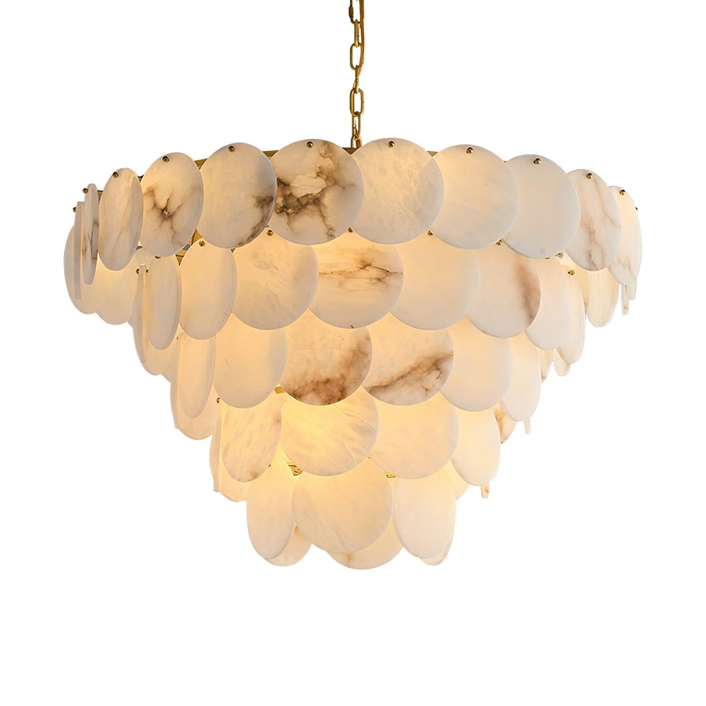 Alabaster Shell Brass Chandelier