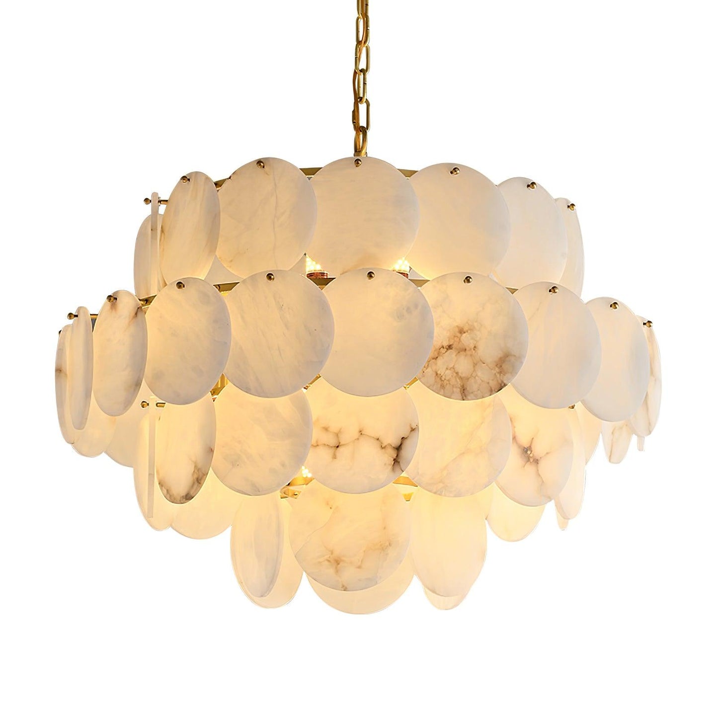 Alabaster Shell Brass Chandelier