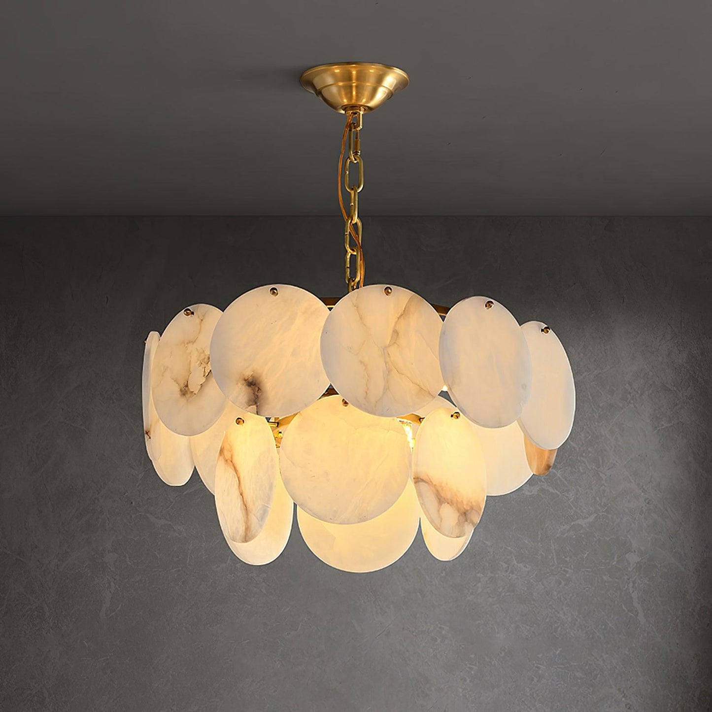 Alabaster Shell Brass Chandelier