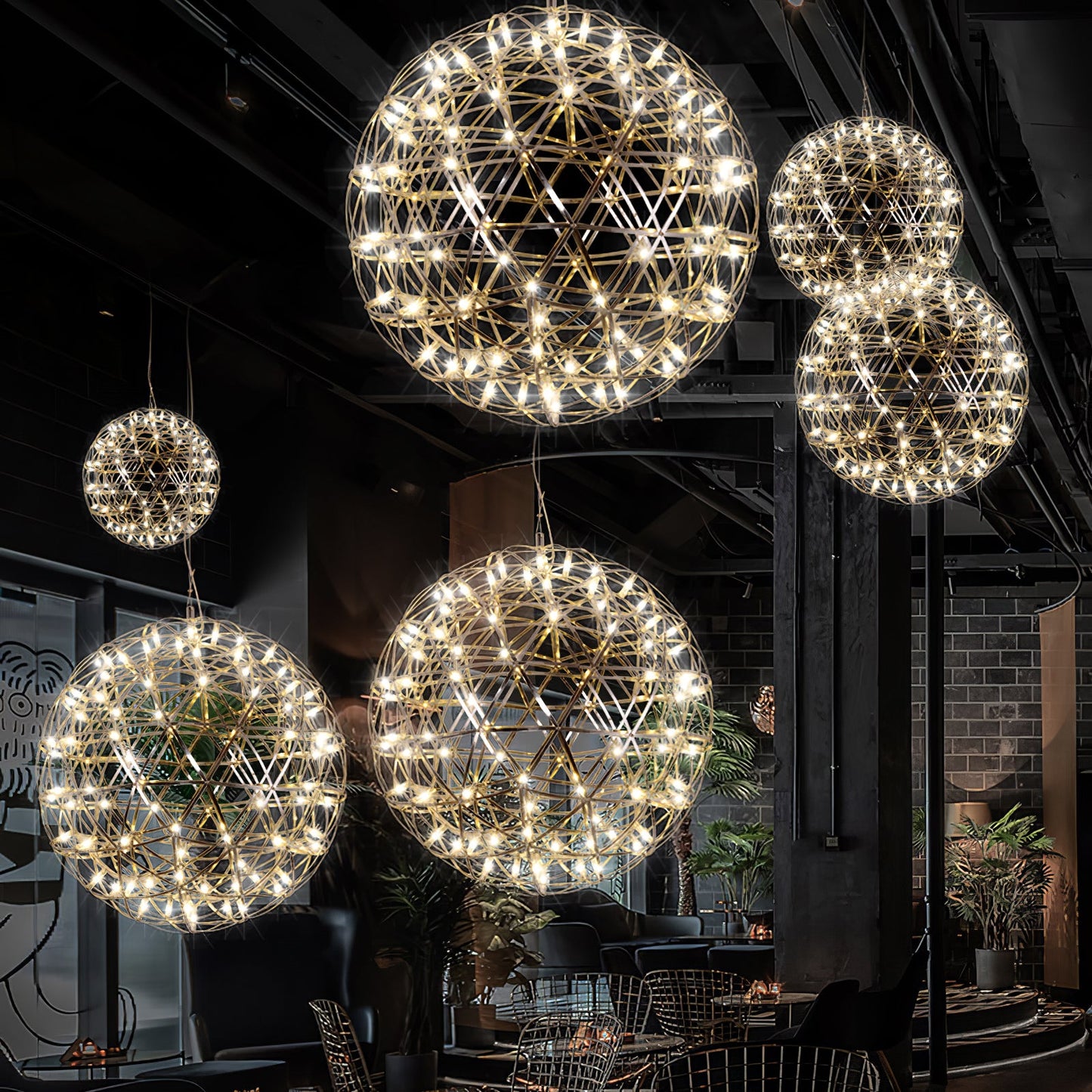 Silver Spark Ball Pendant Light